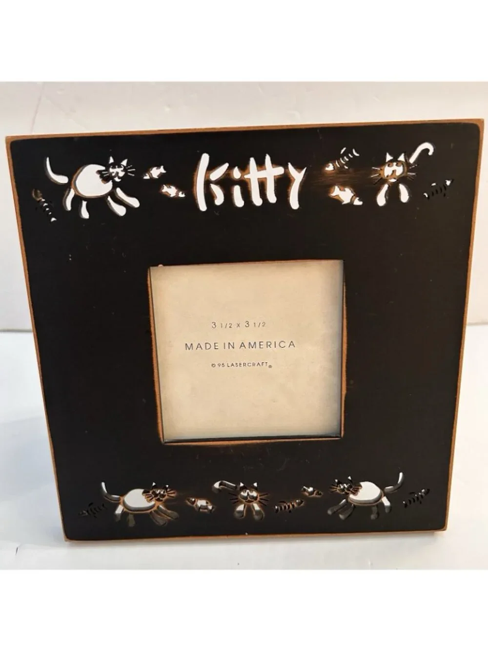 Lasercraft Kitty Cat Wooden Picture Frame Tabletop Hanging Black 7